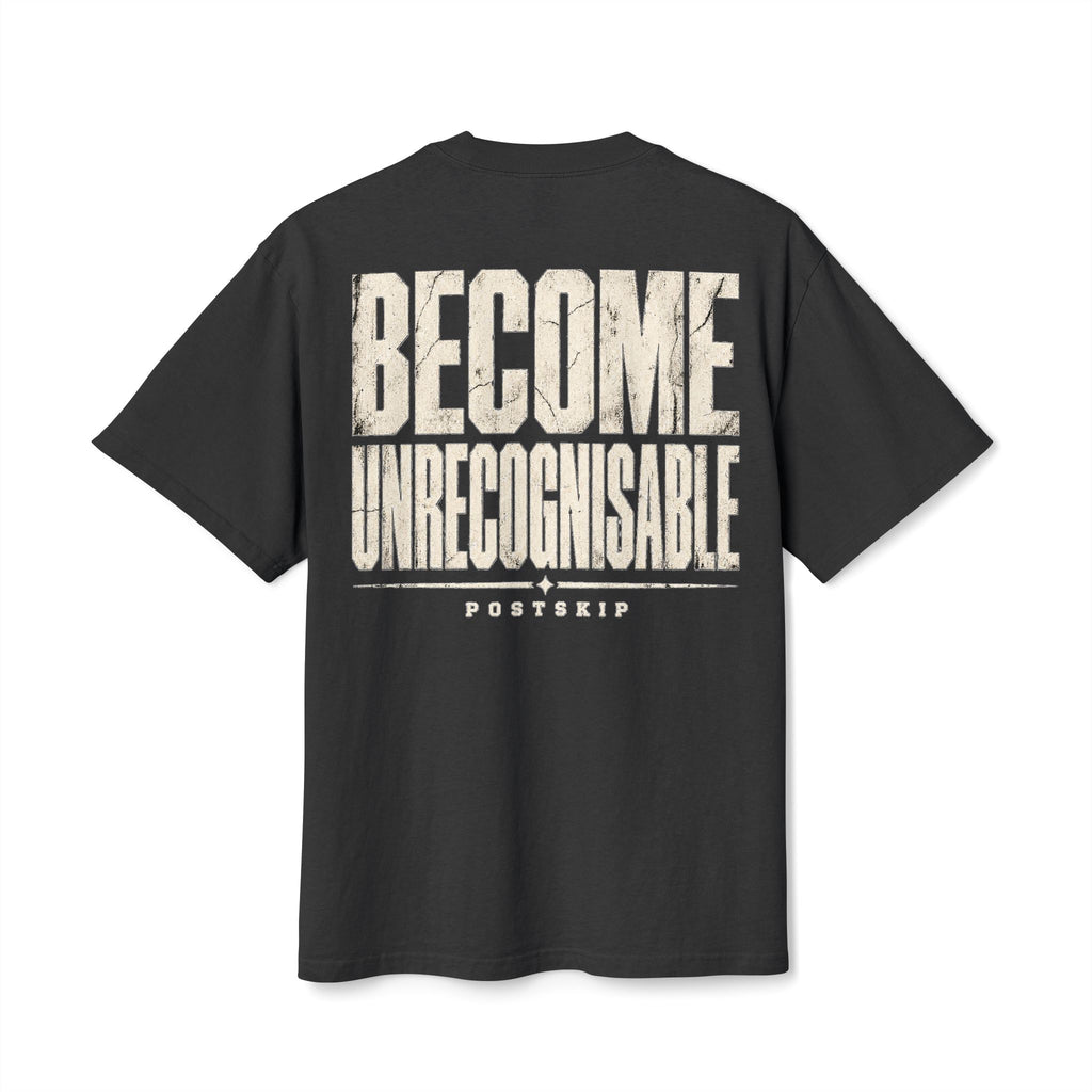 BECOME UNRECOGNISABLE manga-inspired faded-black oversized tee, supplier digital mockup 1