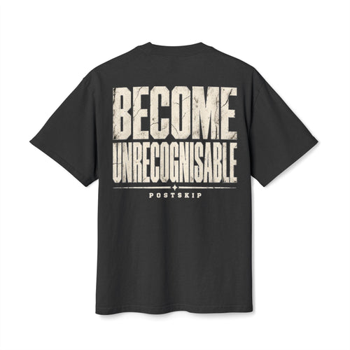 BECOME UNRECOGNISABLE manga-inspired faded-black oversized tee, supplier digital mockup 1