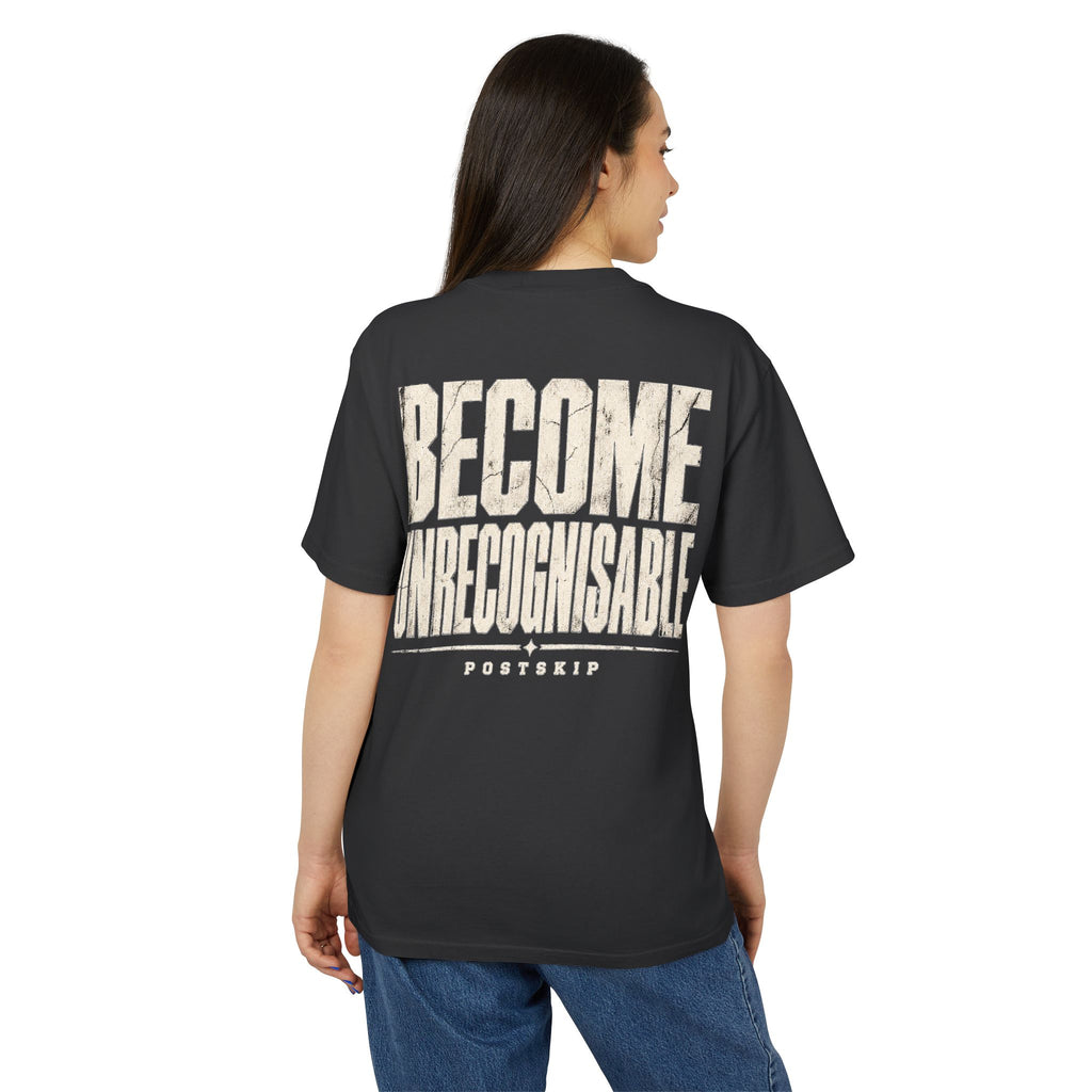 BECOME UNRECOGNISABLE manga-inspired faded-black oversized tee, supplier digital mockup 4