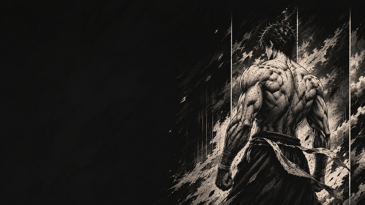 Original manga-inspired transformation illustration in ivory on charcoal